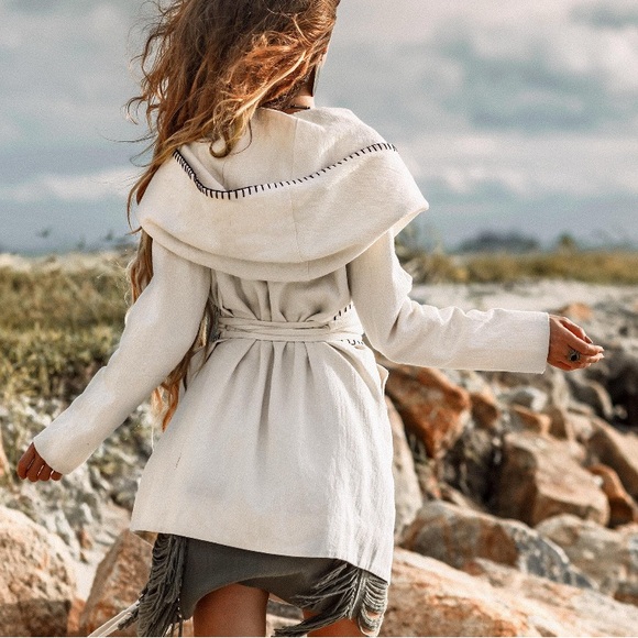 AYA SACRED WEAR belted hooded jacket - Picture 4 of 9